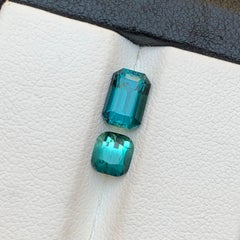 Indicolite & Teal Bicolor Natural Tourmaline 2.11 Ct Emerald Cut Loose Gemstones