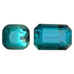 Indicolite & Teal Bicolor Natural Tourmaline 2.11 Ct Emerald Cut Loose Gemstones
