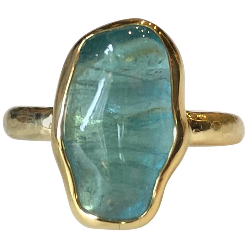 Indicolite Tourmaline 18 Karat Gold Ring