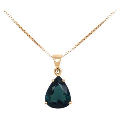 Indicolite Tourmaline and 18K Yellow Gold Pendant (P13037n)