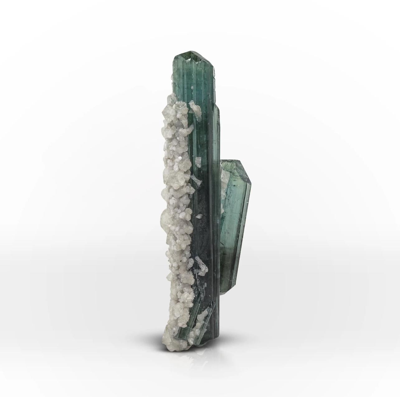 Indicolite Tourmaline Crystals With White Albite Matrix From Afghanistan For Sale 2