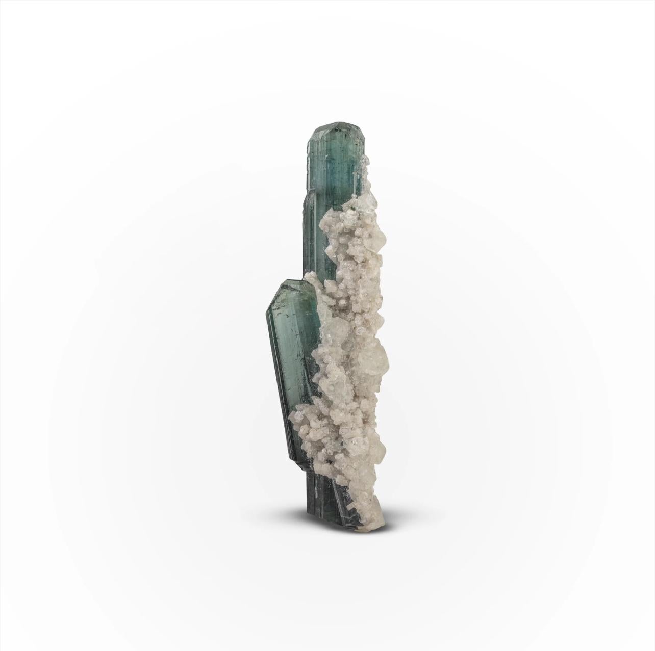 Indicolite Tourmaline Crystals With White Albite Matrix From Afghanistan For Sale 3