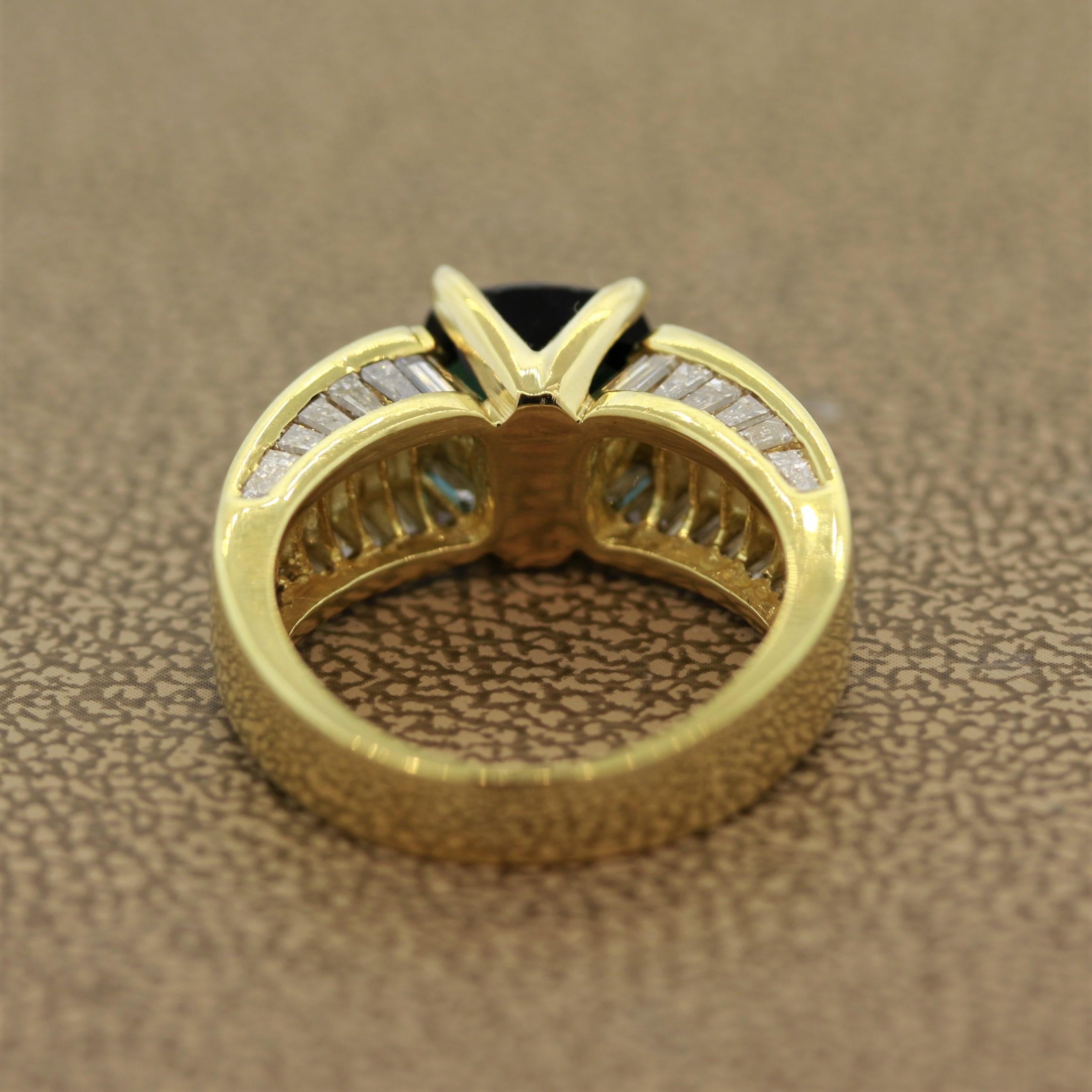 Women's Indicolite Tourmaline Diamond Gold Ring For Sale