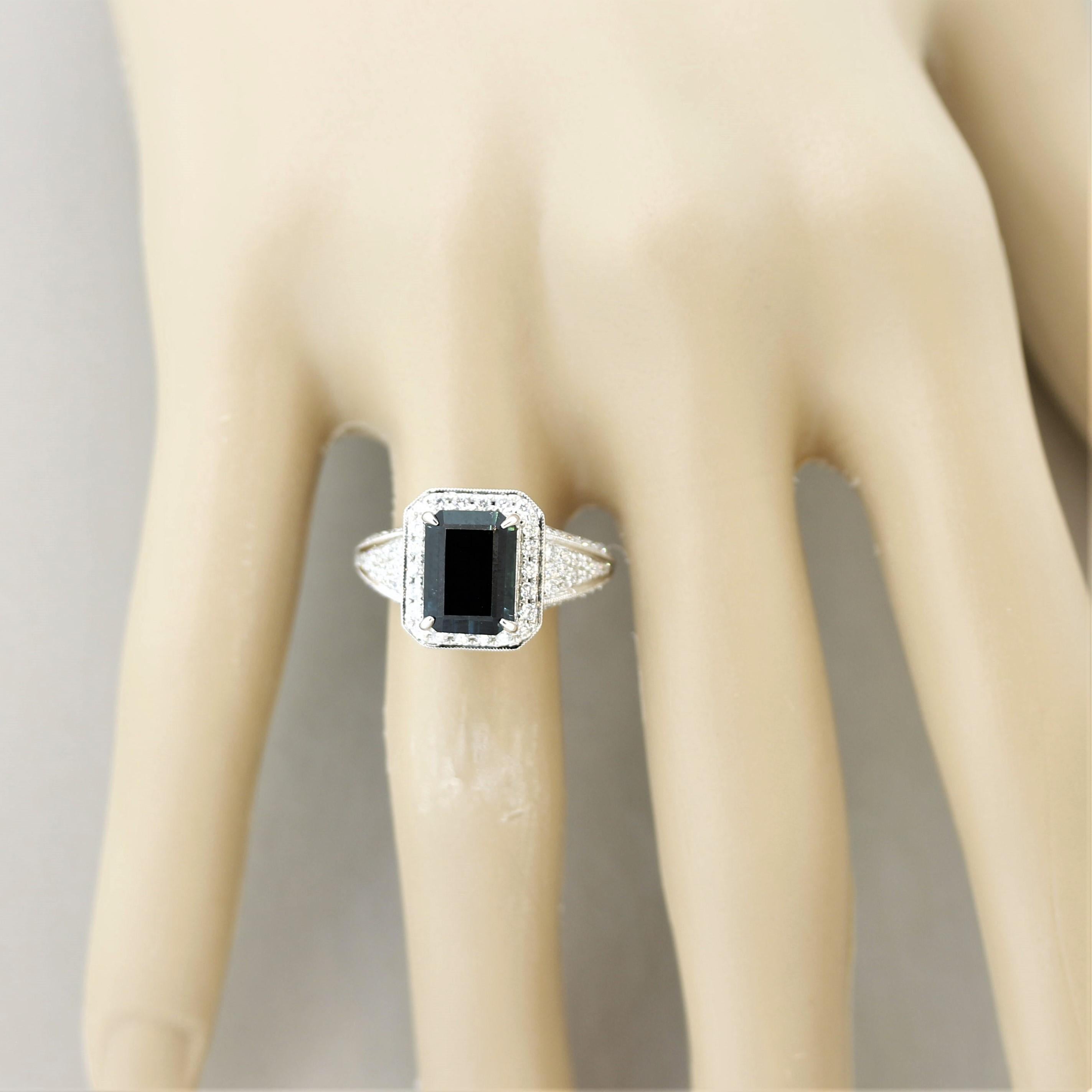Women's Indicolite Tourmaline Diamond Gold Ring
