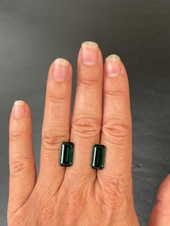Indicolite Tourmaline Earring Gemstones 9.87 Carat Emerald Cut Loose Gems