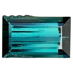 Indicolite Tourmaline Gemstone, 1.15 Carats, Baguette Cut, Afghanistan