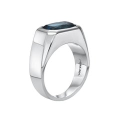 3.28 Carat Cushion Cut Indicolite Tourmaline Ring in Platinum, Unisex - Merkaba