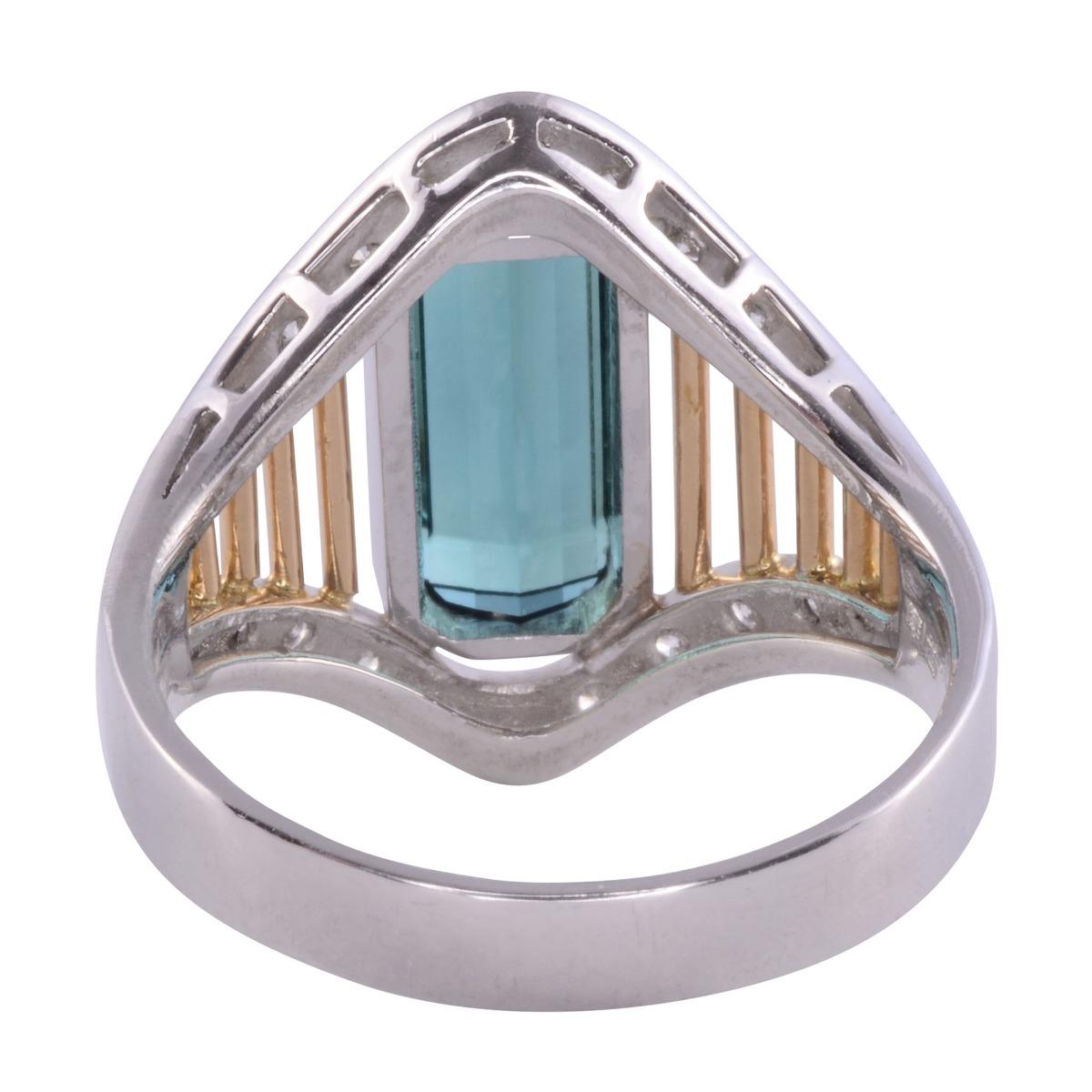 Emerald Cut Indicolite Tourmaline Ring