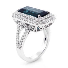 Indicolite Tourmaline Ring in 18k White Gold