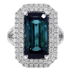 Indicolite Tourmaline Ring in 18k White Gold