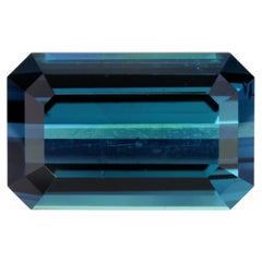 Indicolite Tourmaline Ring Loose Gemstone 5.23 Carat Unmounted Emerald Cut