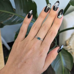 Indicolite Tourmaline Ring with Natural Diamond Accents: Solid 14K Gold, 7x5mm