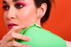 Indicolite Tsavorite Diamond Rose Gold Stud Earrings