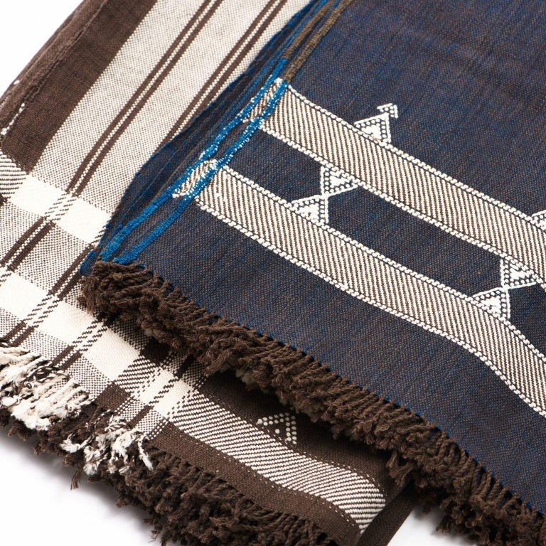 Indie Handloom Throw / Blanket / Bedspread in Indigo Brown Organic