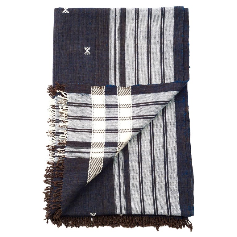 Indie Handloom Throw / Blanket / Bedspread in Indigo Brown Organic