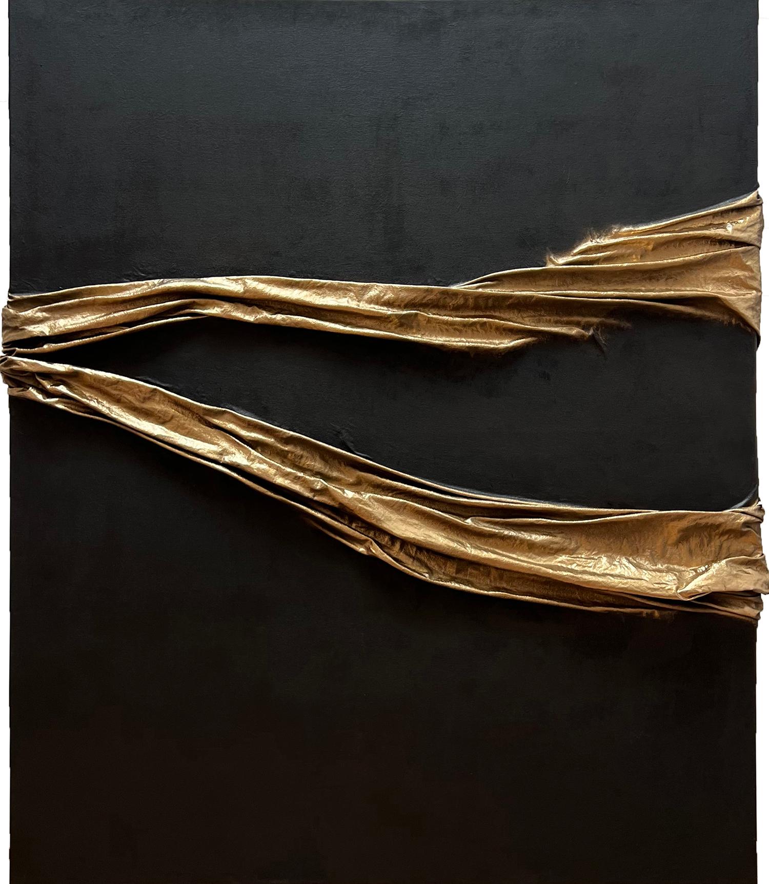 Arte contemporanea russa di Indie Ru - Eleganza astratta in oro e nero