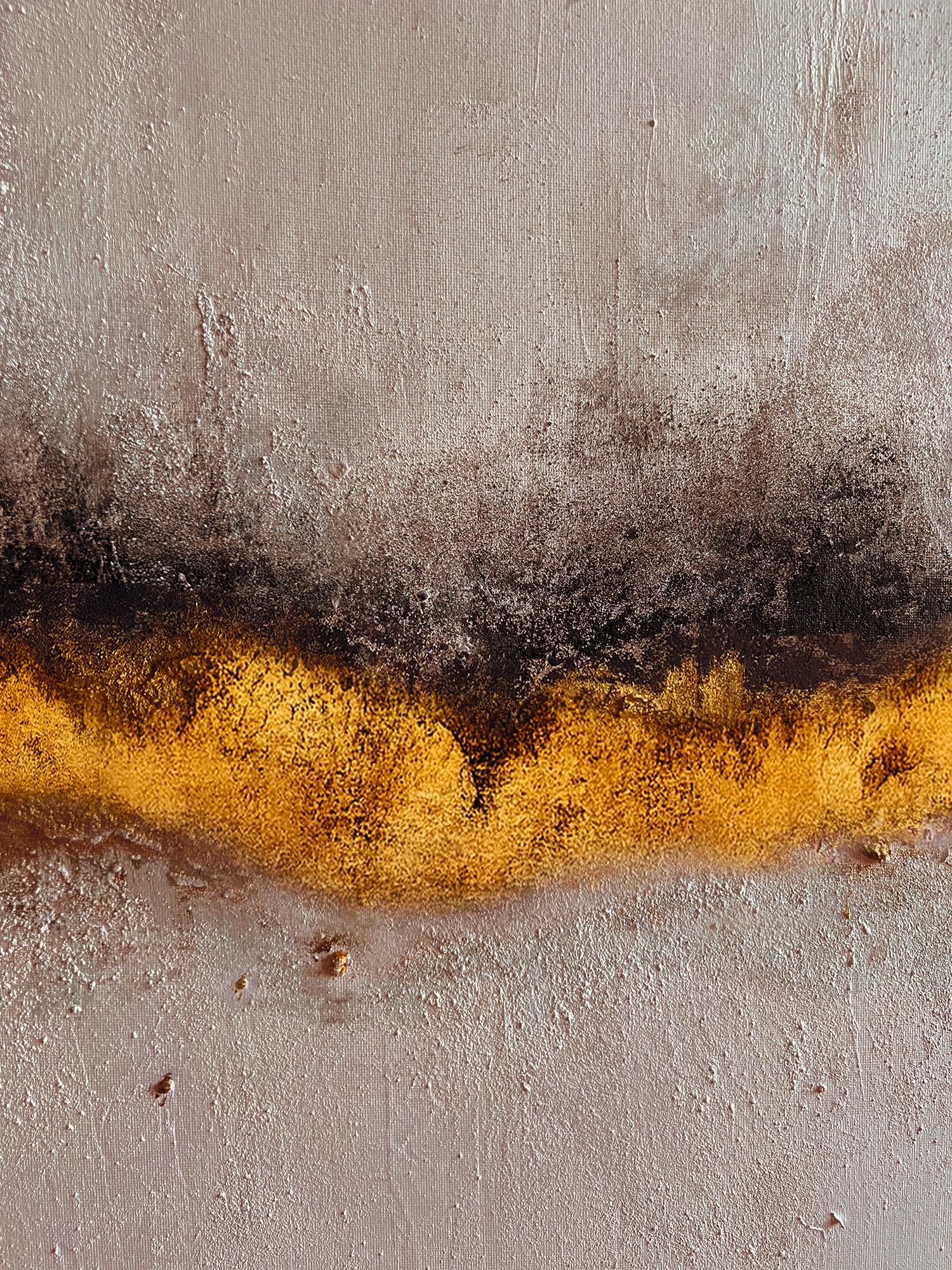 Russische zeitgenössische Kunst von Indie Ru - Gold Beige Abstrakt im Angebot 3