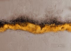 Russische zeitgenössische Kunst von Indie Ru - Gold Beige Abstrakt