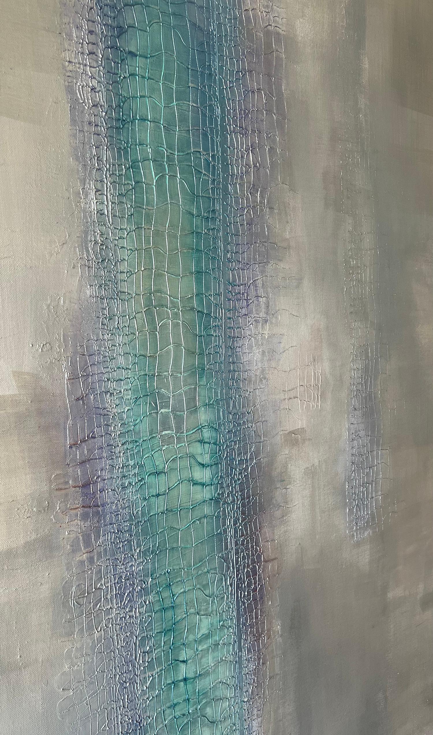 Russian Contemporary Art by Indie Ru - Silver Holographic Crocodile Texture For Sale 3