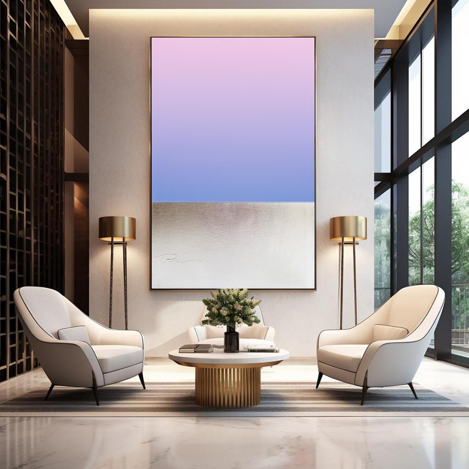 Art russe contemporain par Indie Ru - Dégradé de mer rose doux en vente 4