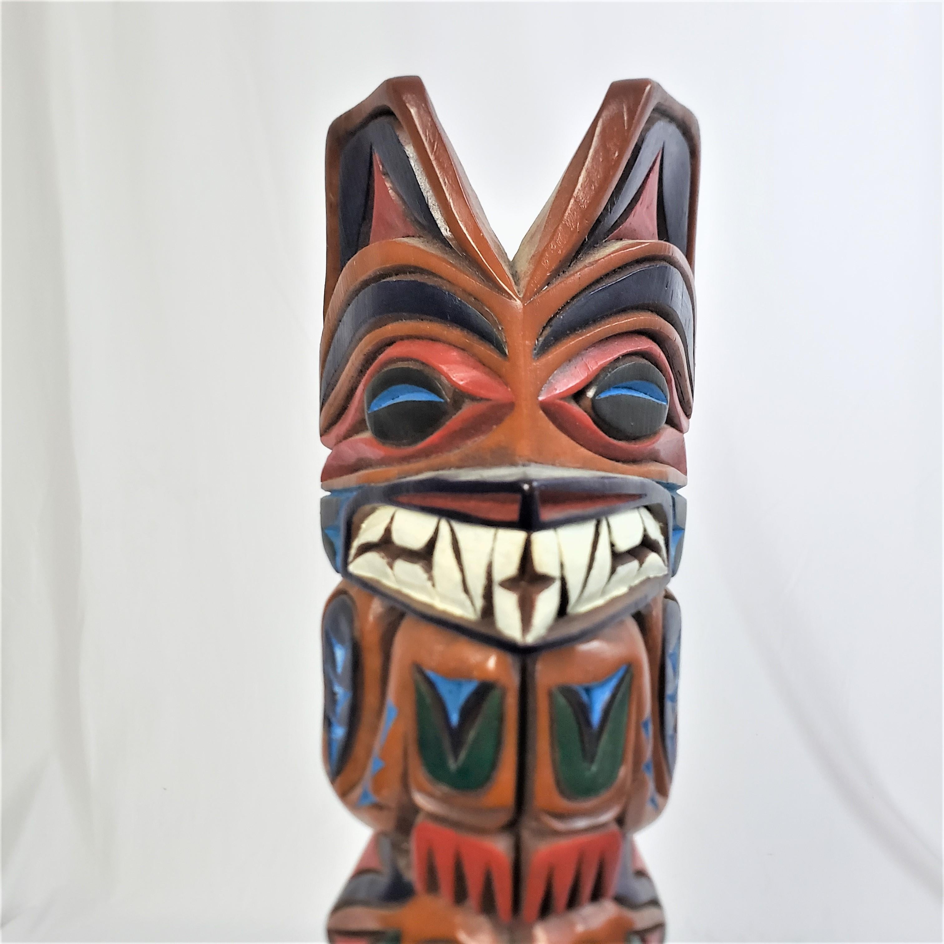 Indigenous American West Coast Haida Styled Carved & Polychrome Painted Totem For Sale 2