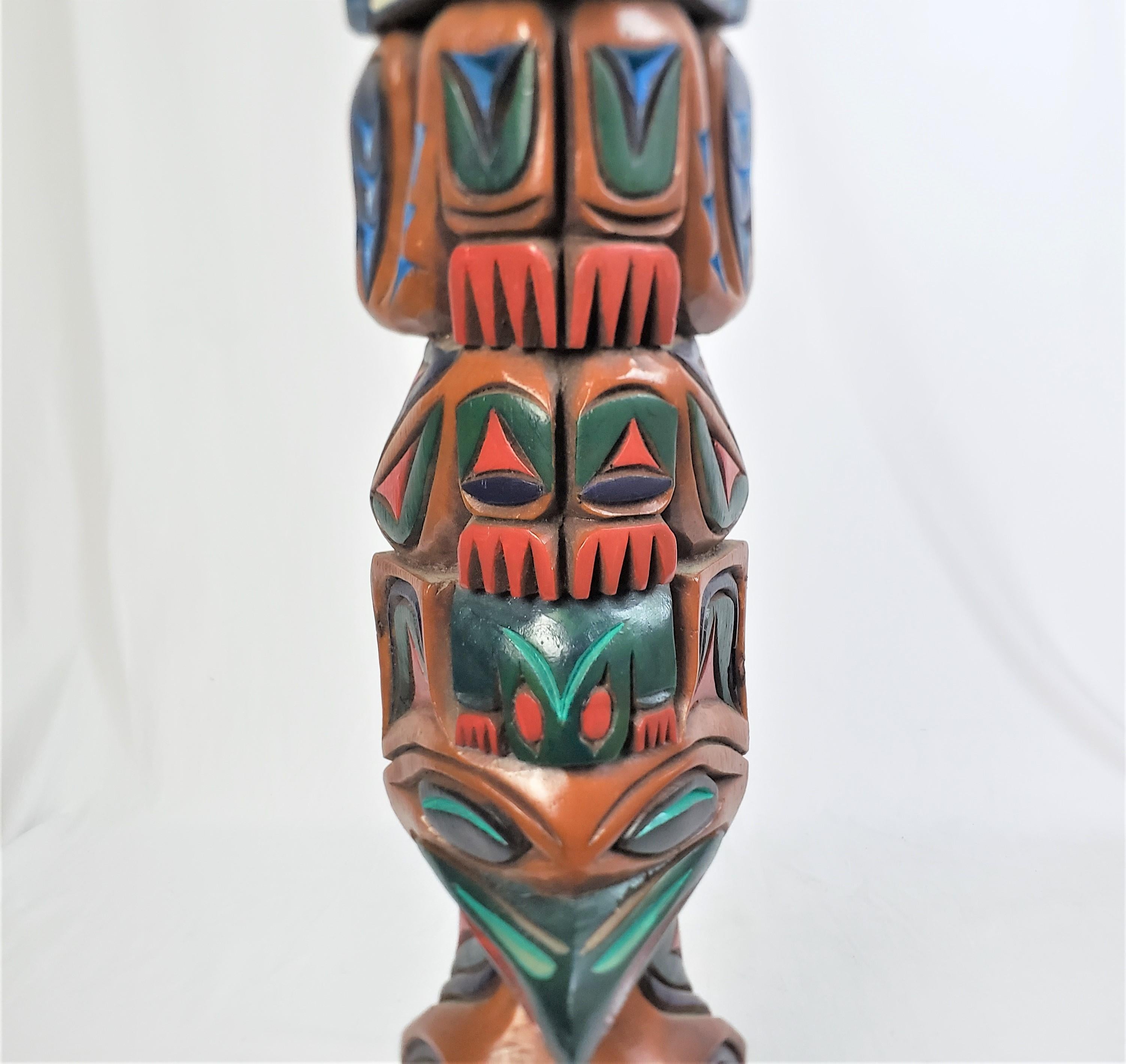 Indigenous American West Coast Haida Styled Carved & Polychrome Painted Totem For Sale 3