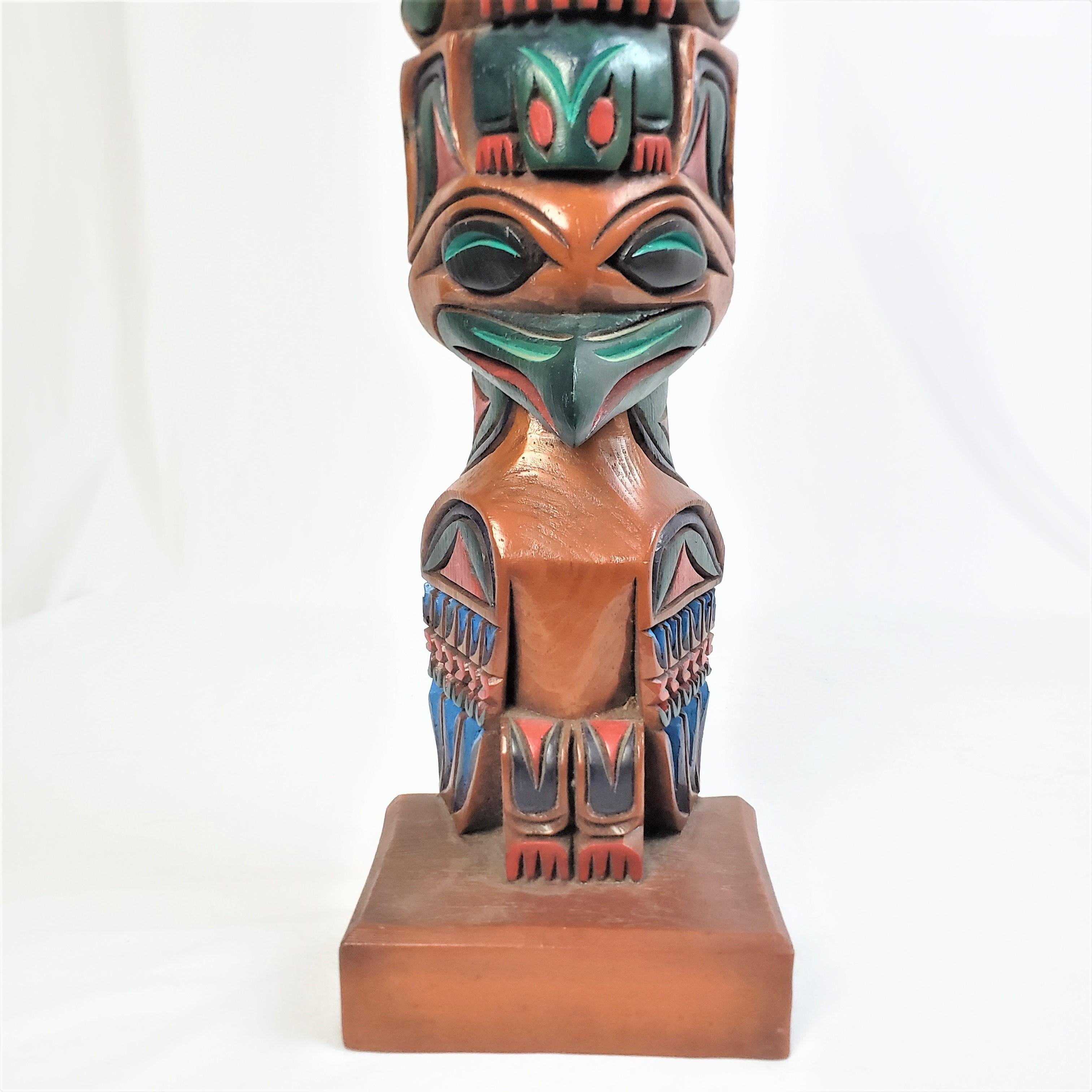 Indigenous American West Coast Haida Styled Carved & Polychrome Painted Totem For Sale 4