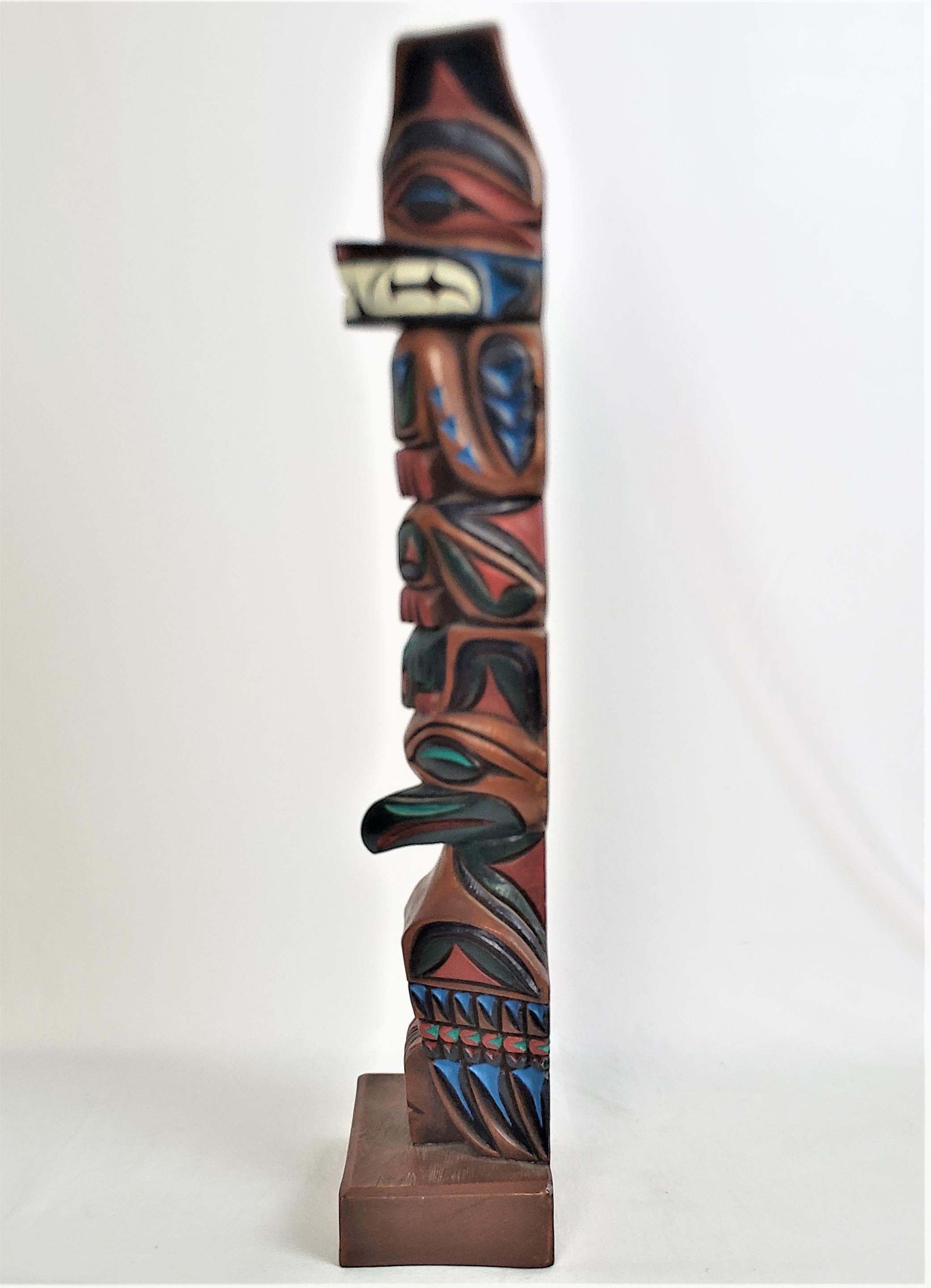 Native American Indigenous American West Coast Haida Styled Carved & Polychrome Painted Totem For Sale