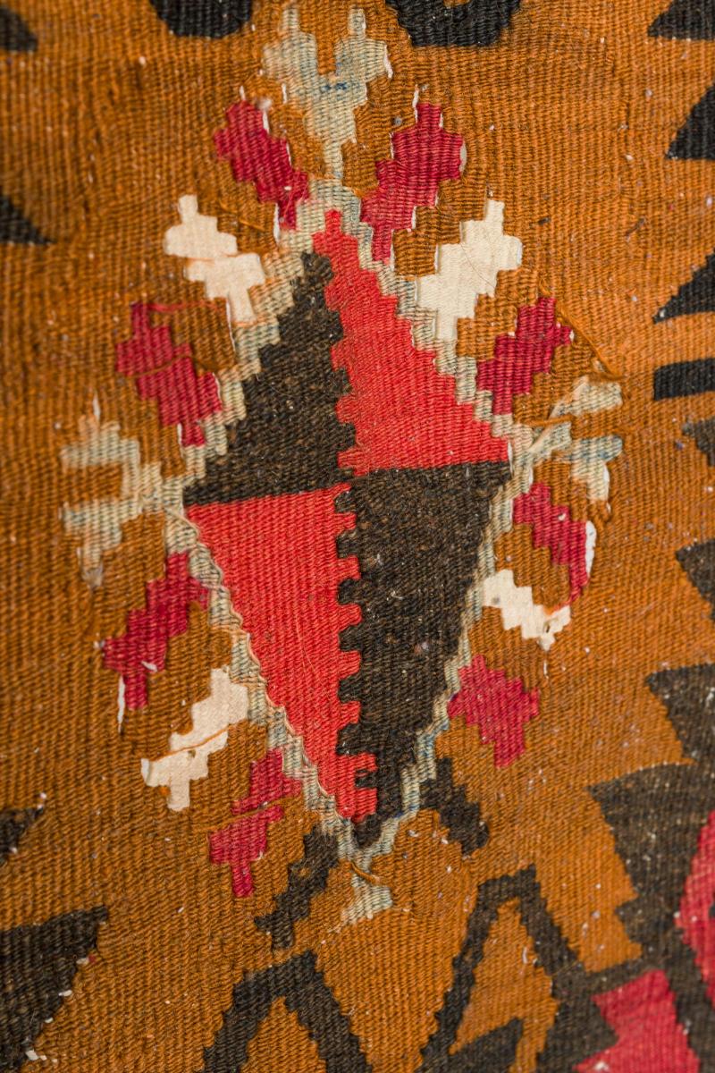 Indigenous American Woven Geometric Patterned Multi-Colored Floor Runner Rug In Good Condition For Sale In Queens, NY