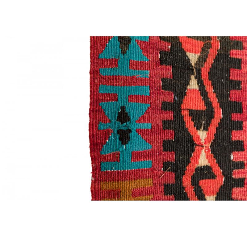20th Century Indigenous American Woven Geometric Patterned Multi-Colored Floor Runner Rug For Sale