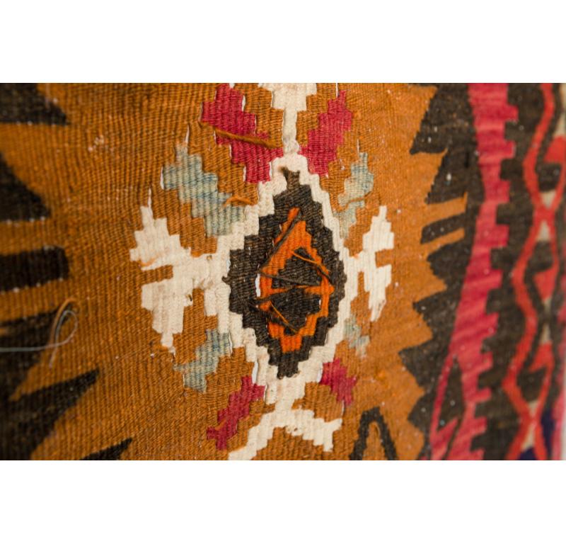 Fabric Indigenous American Woven Geometric Patterned Multi-Colored Floor Runner Rug For Sale