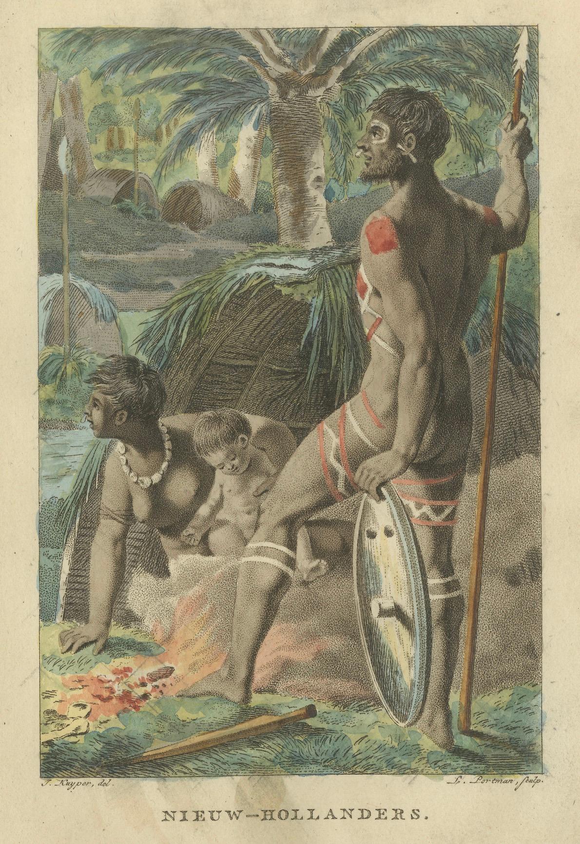 Indigenous Australians – Antique Hand-Colored Ethnographic Print c.1805