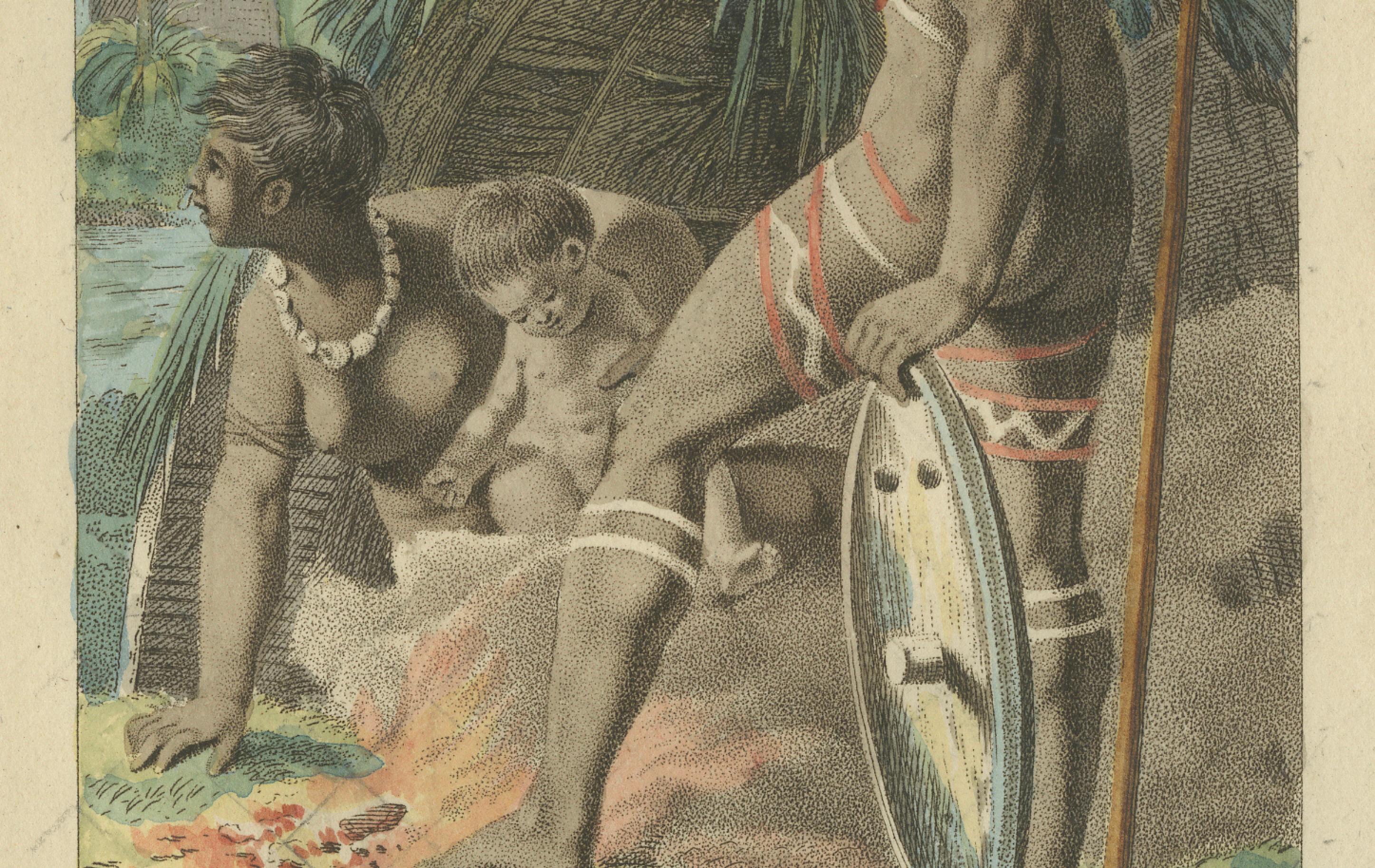 Indigenous Australians – Antique Hand-Colored Ethnographic Print c.1805