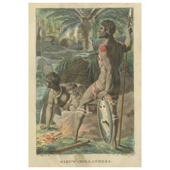 Indigenous Australians – Antique Hand-Colored Ethnographic Print c.1805
