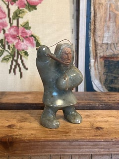 Indigenous Hunter PNW Carved Stone Native Art Figurine