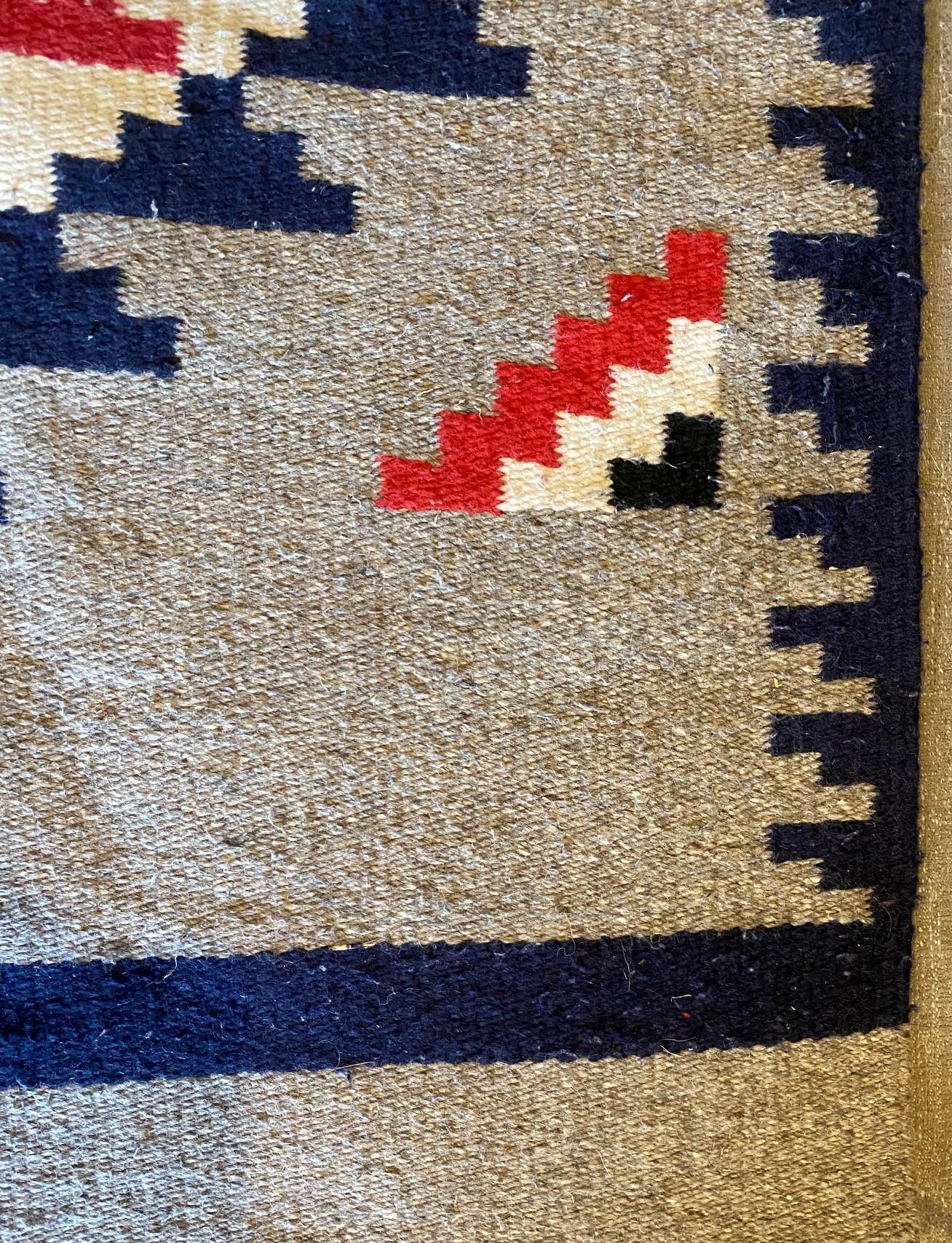 Indigenous Native American Indian Navajo Handwoven Geometric Pattern Rug Blanket For Sale 8
