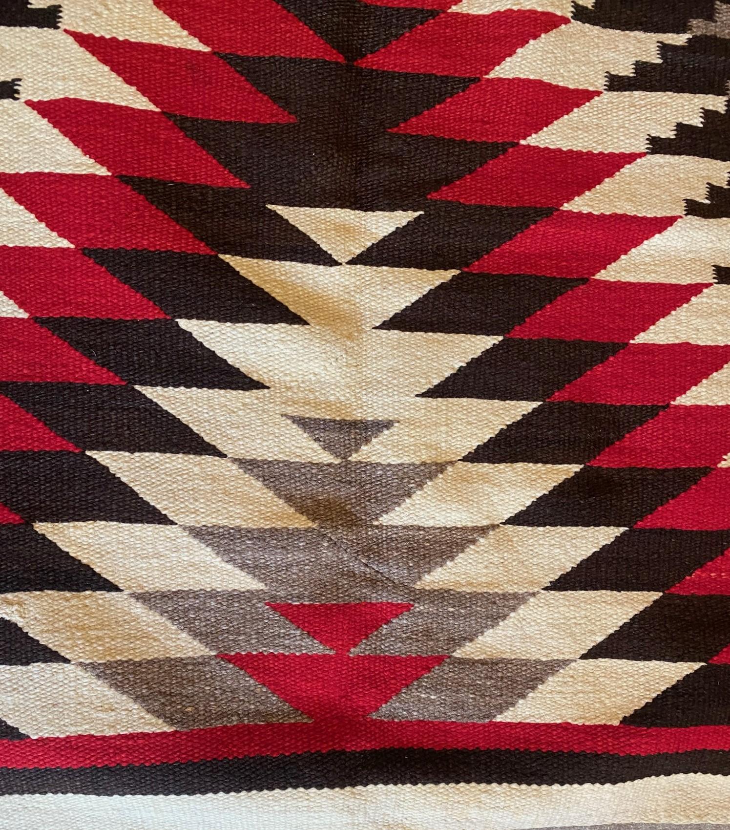 Indigenous Native American Indian Navajo Handwoven X-Pattern Rug Blanket For Sale 6