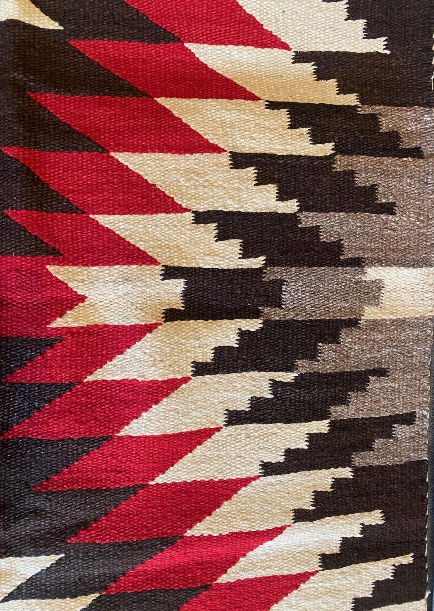 Indigenous Native American Indian Navajo Handwoven X-Pattern Rug Blanket For Sale 8