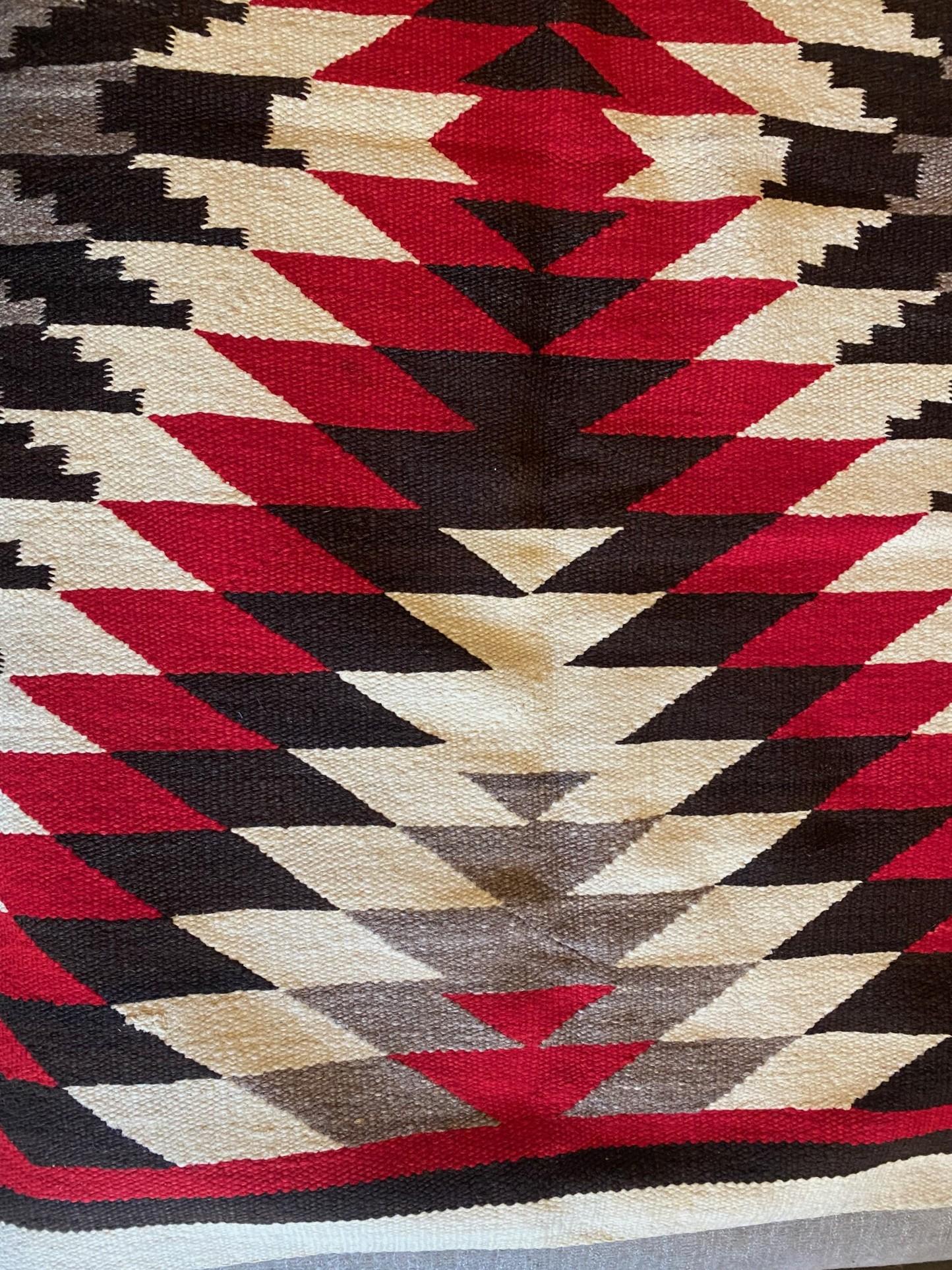 Indigenous Native American Indian Navajo Handwoven X-Pattern Rug Blanket For Sale 9