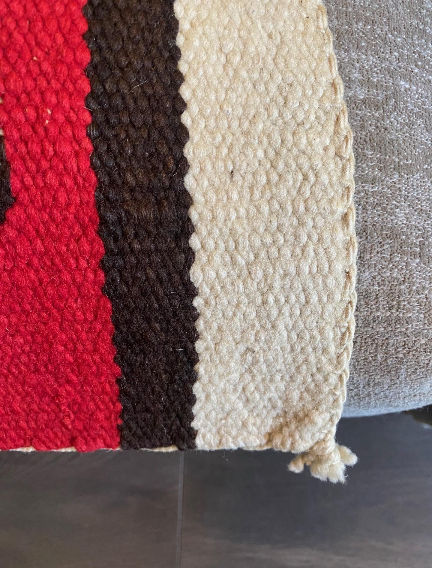Indigenous Native American Indian Navajo Handwoven X-Pattern Rug Blanket For Sale 2