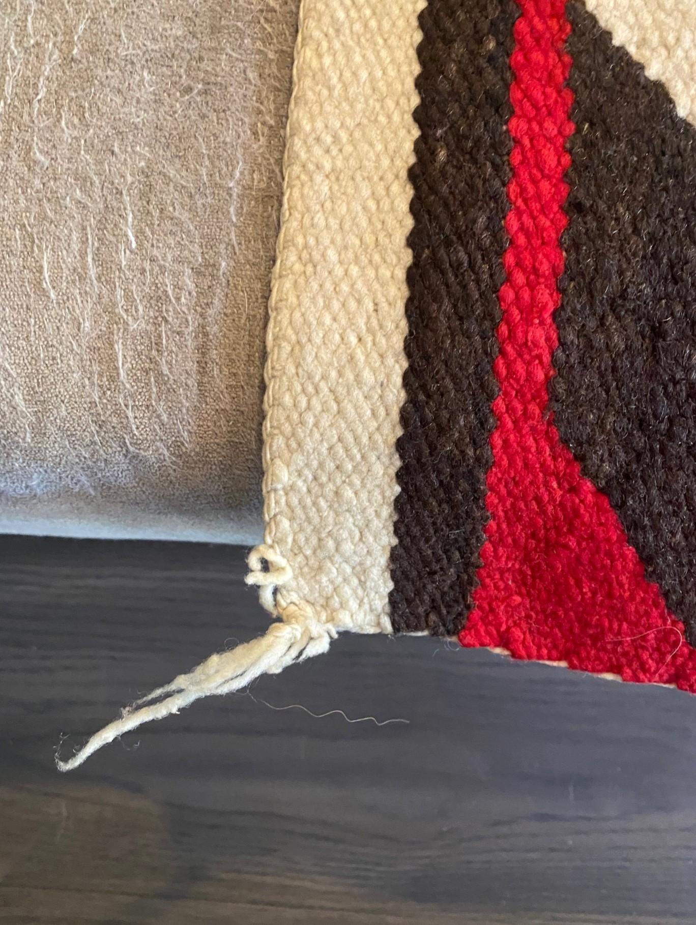 Indigenous Native American Indian Navajo Handwoven X-Pattern Rug Blanket For Sale 3