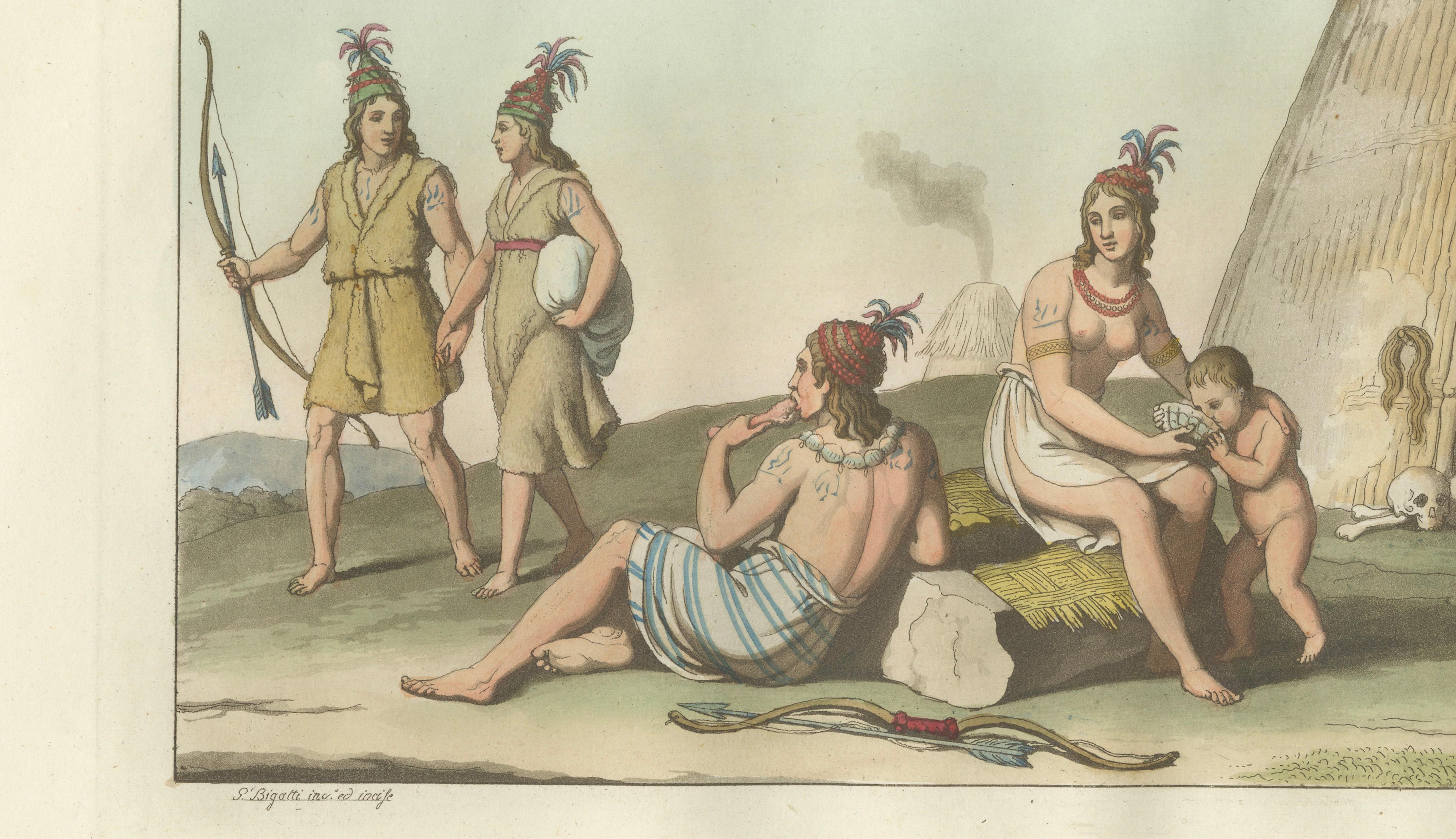 Indigenous People of Formosa (Taiwan) – Ferrario Costume Print, c.1815