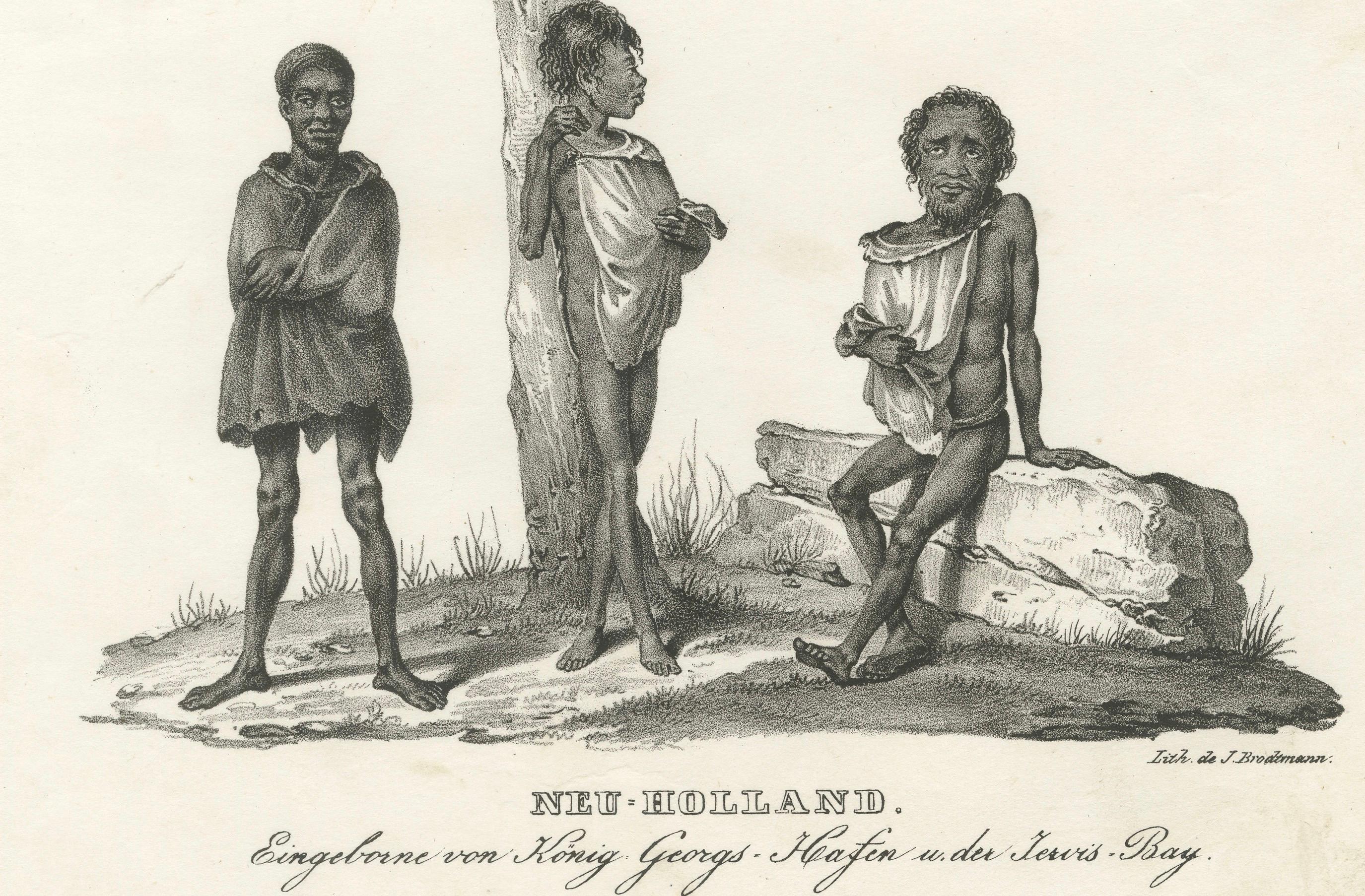 Indigenous People of King George's Harbour and Jervis Bay, New Holland, 1836 In Good Condition For Sale In Langweer, NL