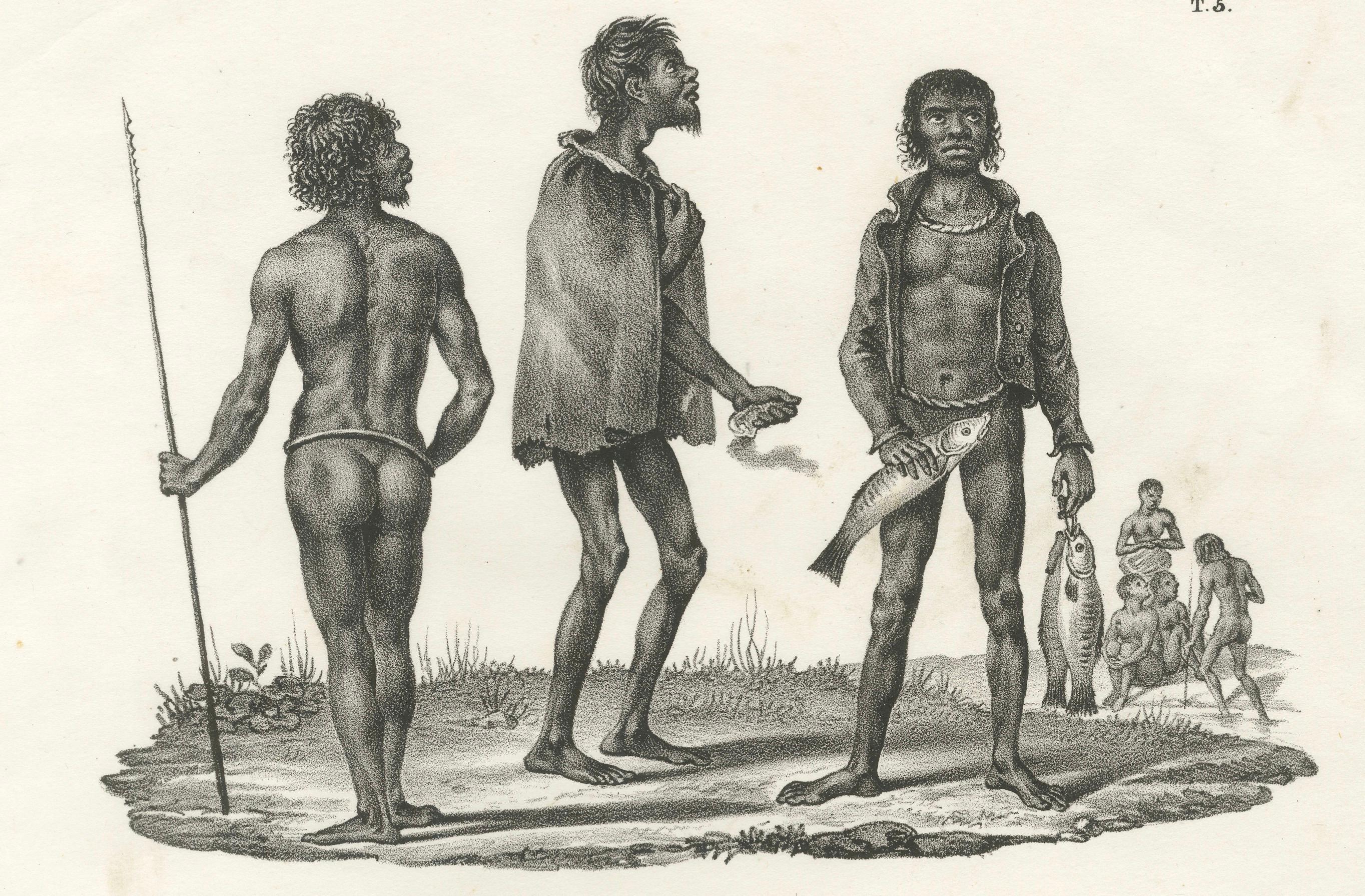 Mid-19th Century Indigenous People of King George's Harbour and Jervis Bay, New Holland, 1836 For Sale