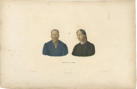 Indigenous People of Peru, Hand-Colored Ethnographic Portrait, Original 1828