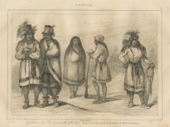 Peuples autochtones près du Québec - Gravure ethnographique du Canada du XIXe siècle