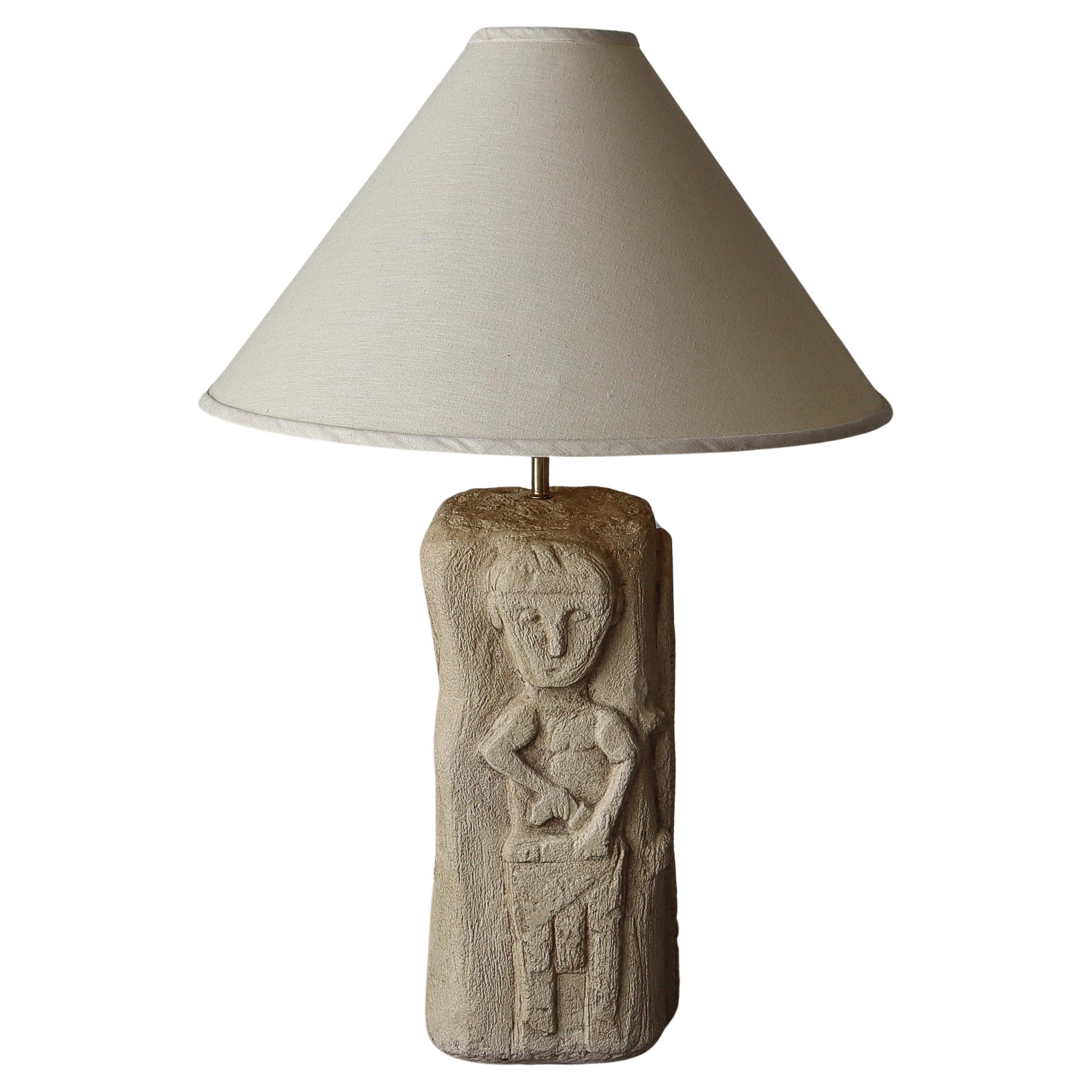 Indigenous Tribal Theme Ceramic Table Lamp  For Sale