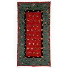 Indigo and Red Tribal Accessory Runner Rug with Border Plus by Joseph Carini