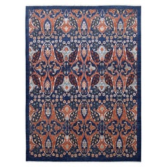 Indigo and Rust All Over Large Scale Designed Wool Rug 9'x12'2''