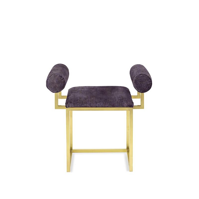 Indigo Awaiting H Stool by Secondome Edizioni
Designer: Coralla Maiuri + Giorgia Zanellato.
Dimensions: D 40 x W 65 x H 60 cm.
Materials: Brass and velvet.

Collection / Production: Secondome. This piece can be customized. Available colors: any kind